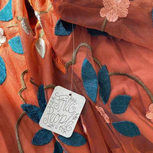 Free People | Tan bronze floral embroidered mini dress | Size S | NWT - Picture 7 of 8